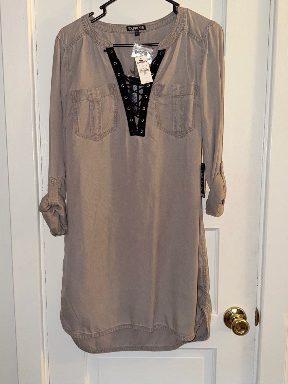 Express Lace-Up Tunic Shirt Dress Size Small Petite NWT
